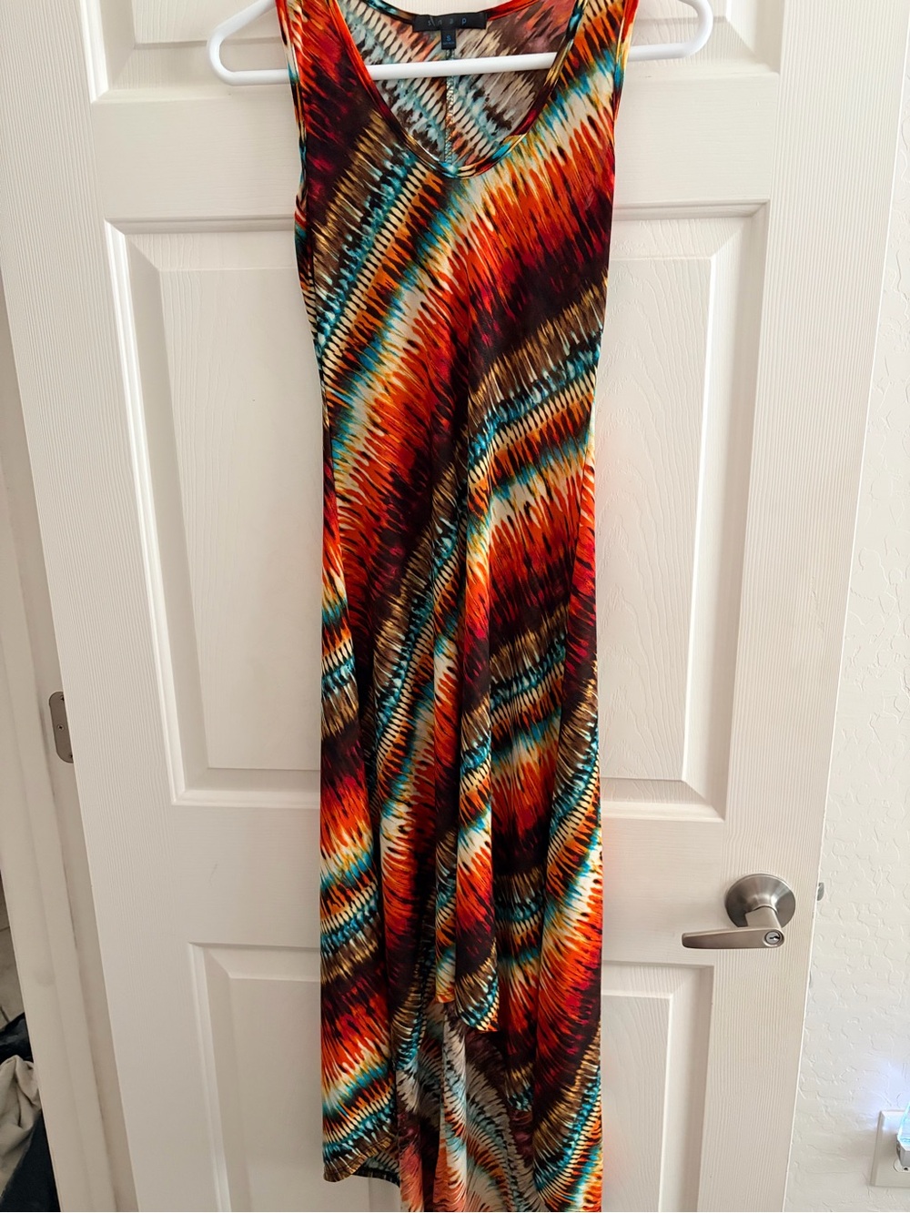 Snap Vibrant Multicolor Maxi Skirt in Orange, Teal, Brown